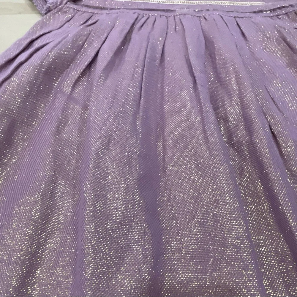 NWT Peek Girl’s Size 8 Dress Purple Gold Shimmer  Short Sleeves Metallic Easter